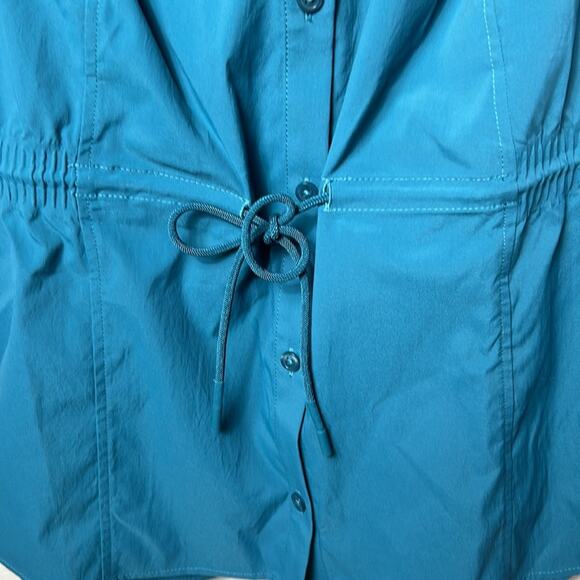 NWT Athleta Levitate cotton poplin tie waist collared tank shirt blouse, M - Picture 6 of 11
